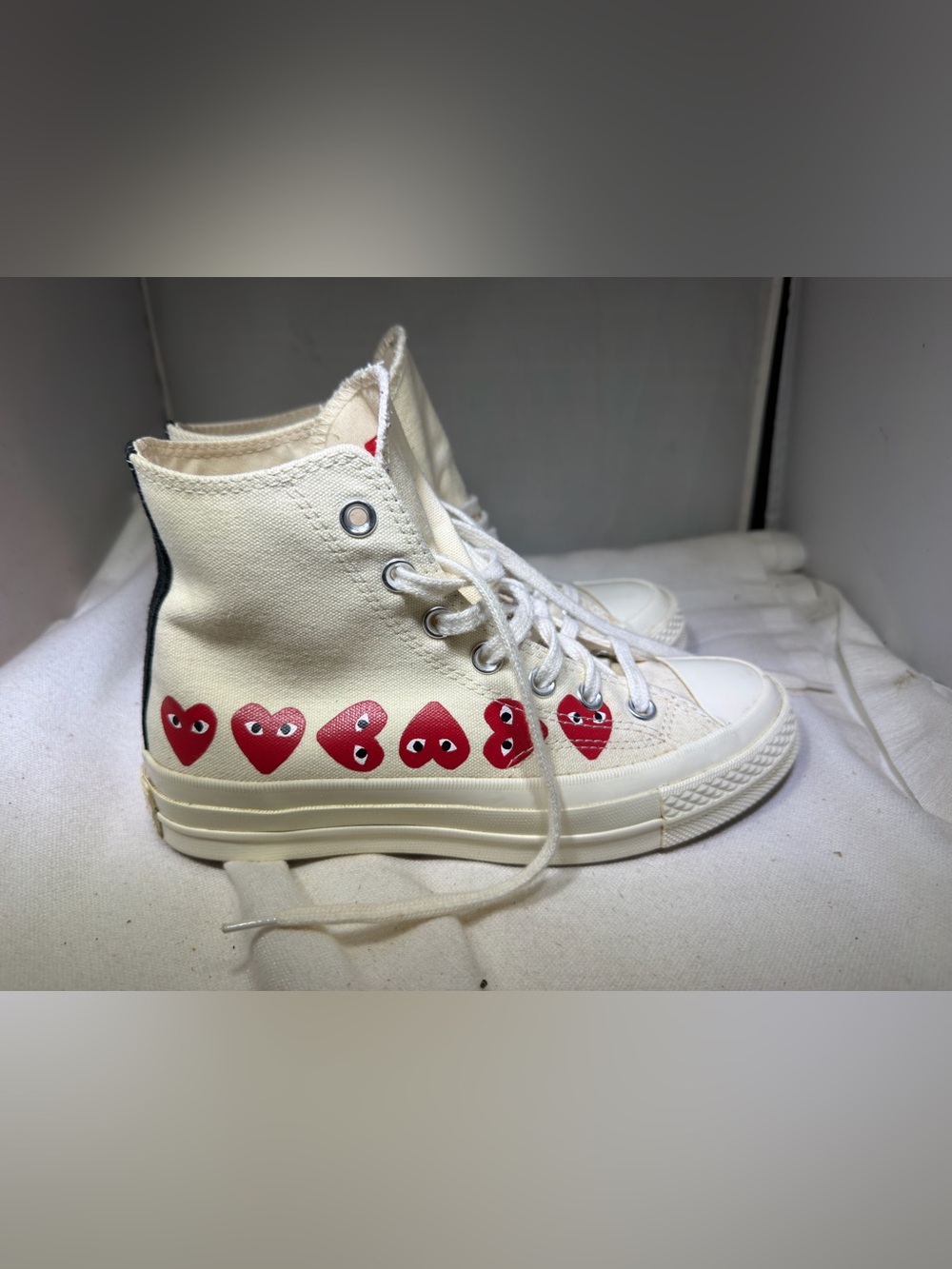 Converse Chuck High Comme Des Garcons Play Multi Heart White High Top Women's 6 - Picture 3 of 7